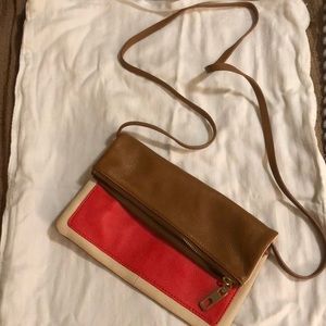 Cross body mini bag tan coral cream 100% leather